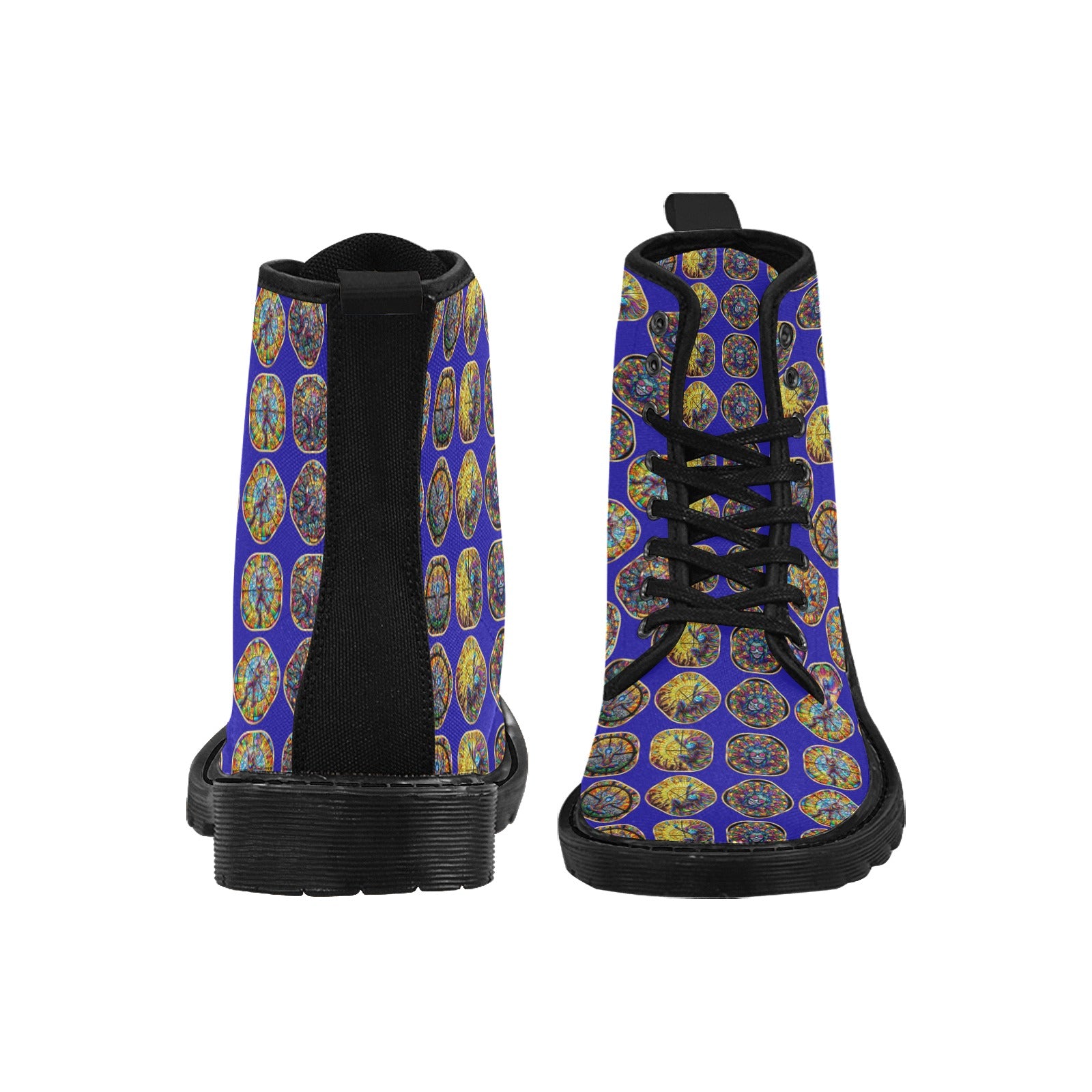 Women's Lace Up Canvas Boots (Model1203H)(Black)