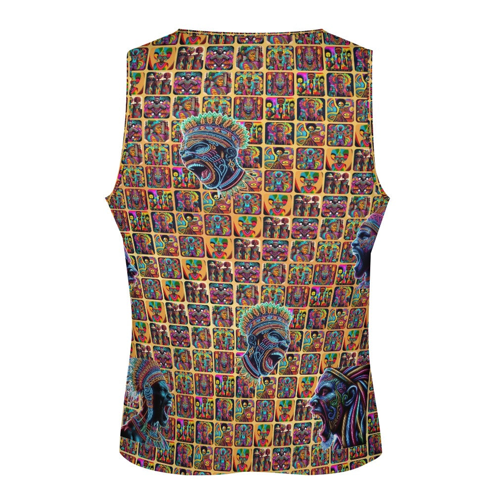 "Screaming African Warriors Surrounded” Muscle Tank Top