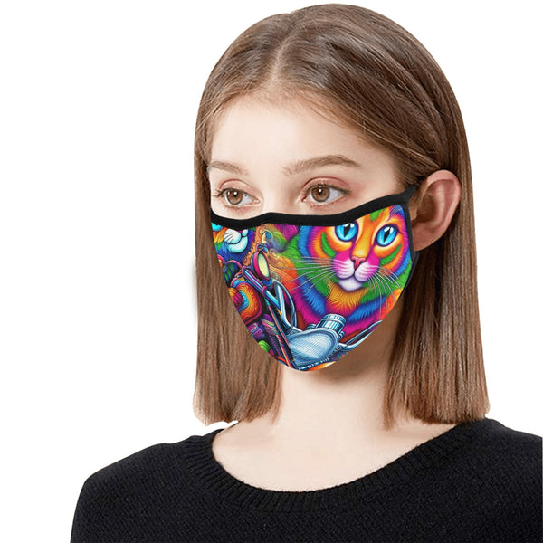 “Psychedelic Cats on Motorcycles” Face Mask – Pack of 5 with 10 Filter Elements