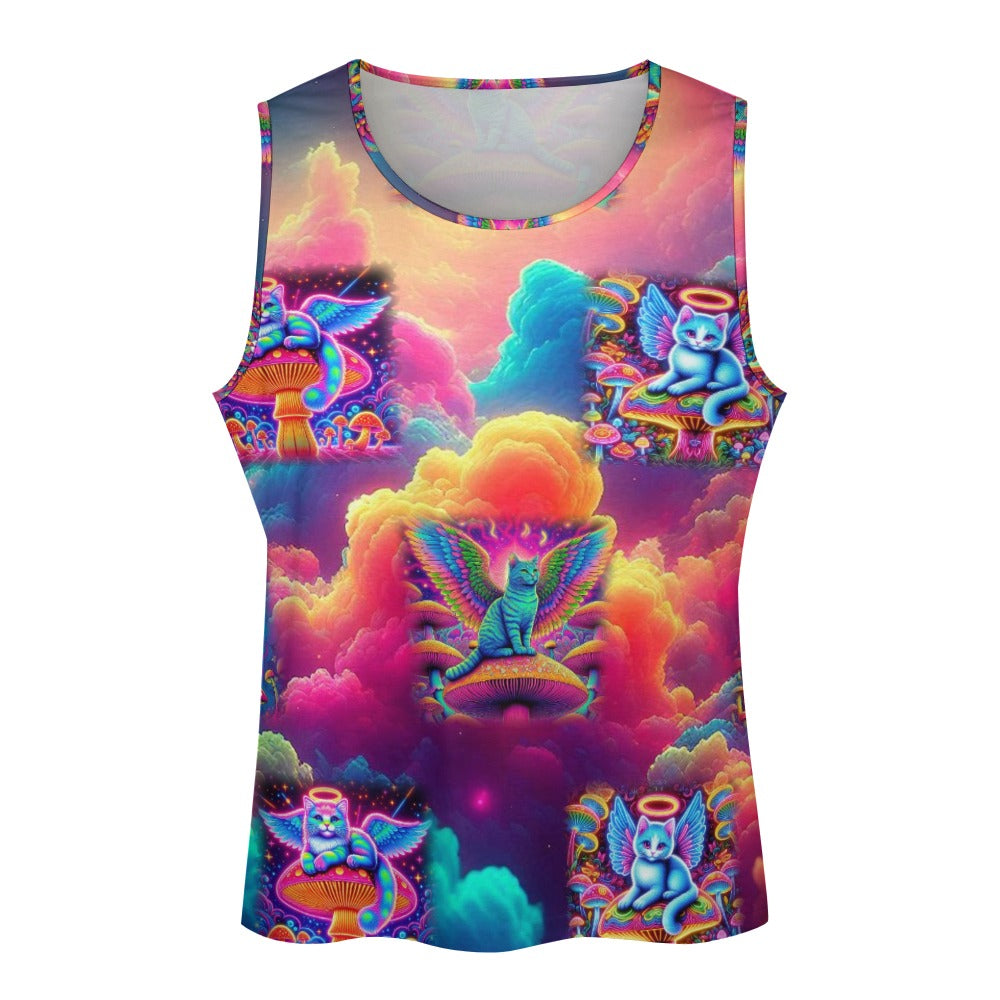 “Heavenly Angel Cats on Psychedelic Mushrooms” Muscle Tank Top - Size S - 5XL