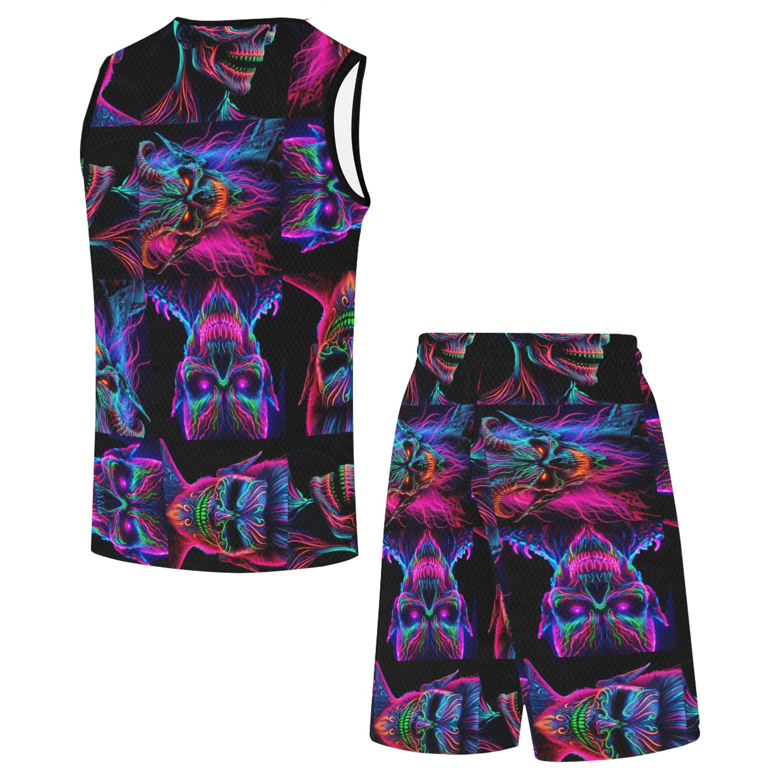 “Neon Evil Halloween Ghouls” Men's Basketball Tracksuit