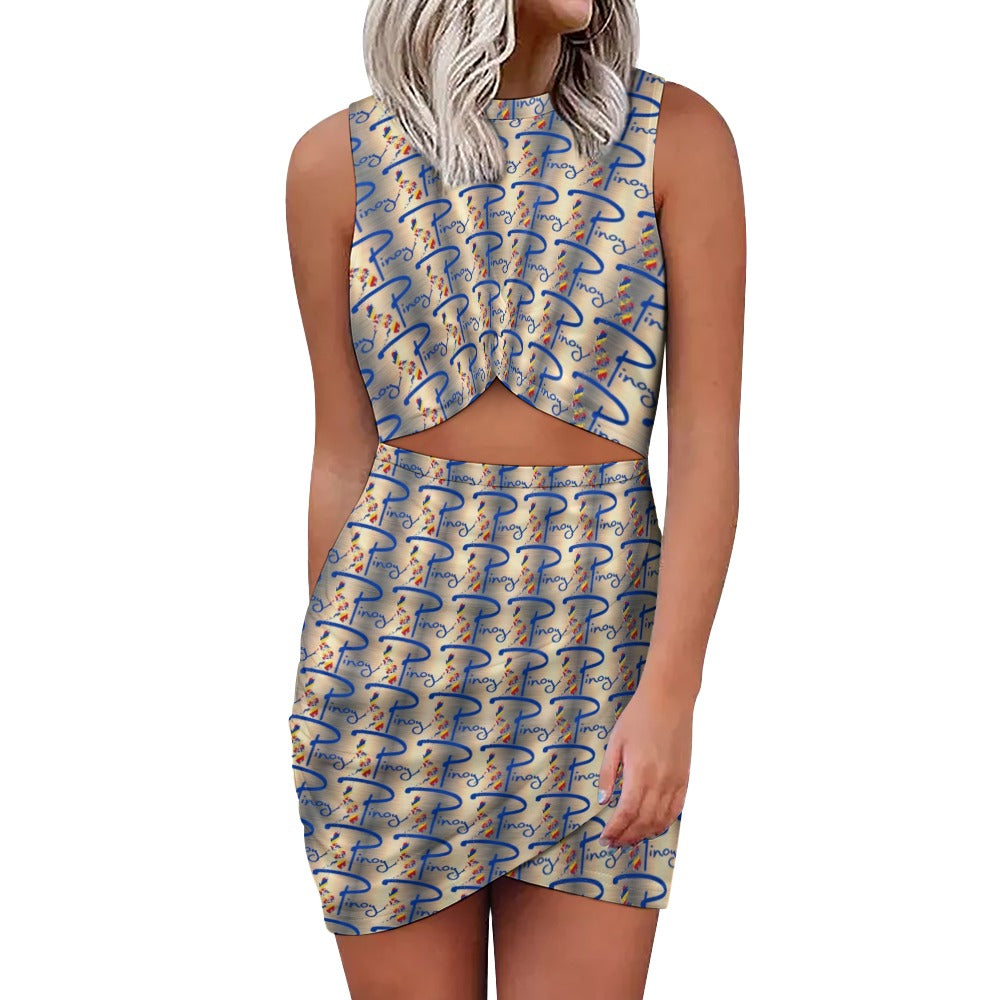 Philippine Collection - “It’s Pinoy Country” Navel-Baring Cross Fit Hip Dress – Sizes  S through 5XL