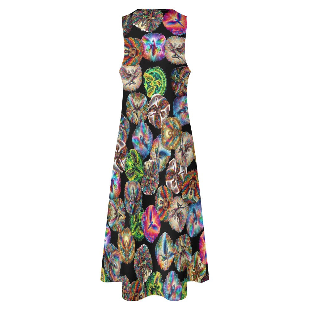 "Angels Round High" Sleeveless Long Dress