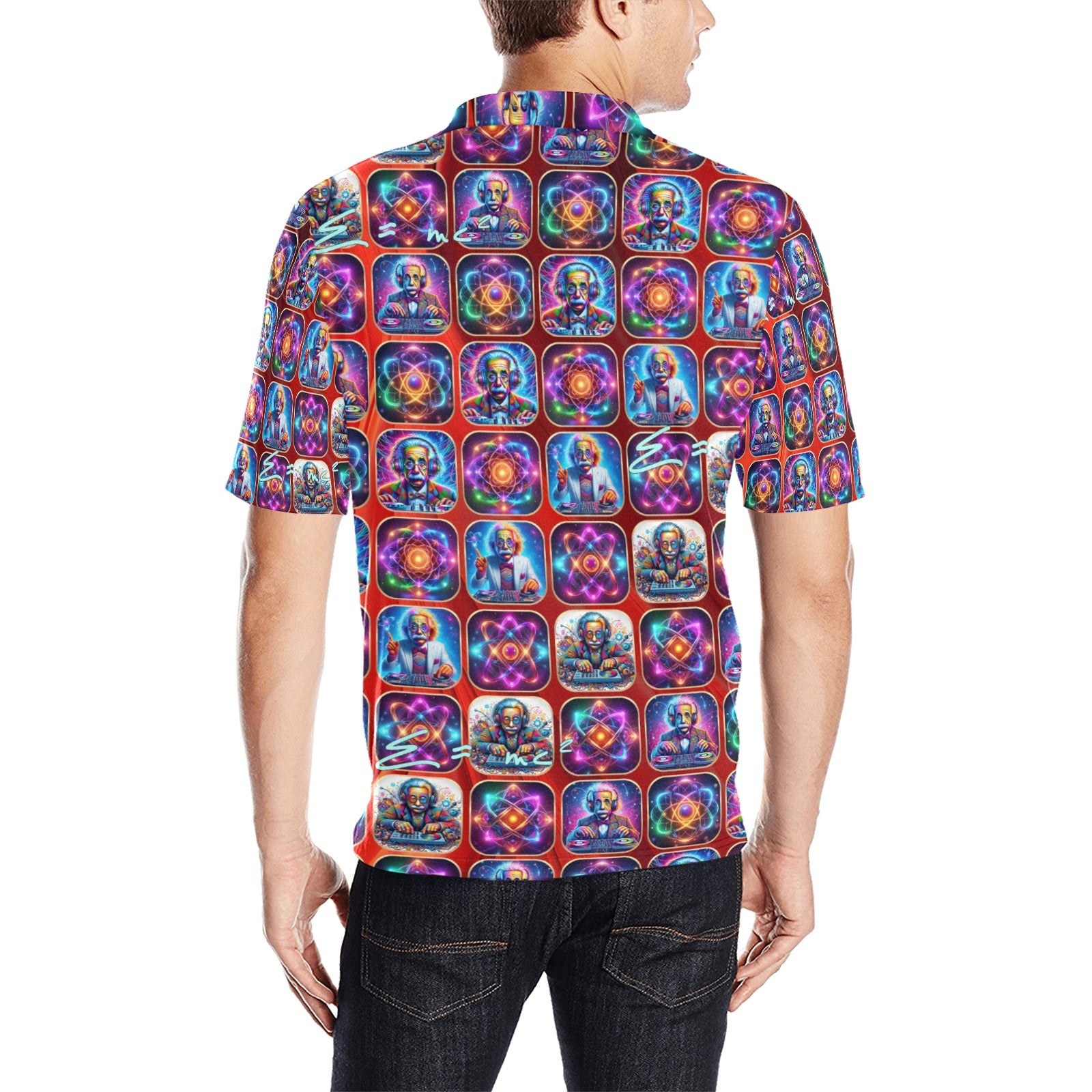 “DJ Albert Mixes the Atom” Men’s Short Sleeve Polo Shirt