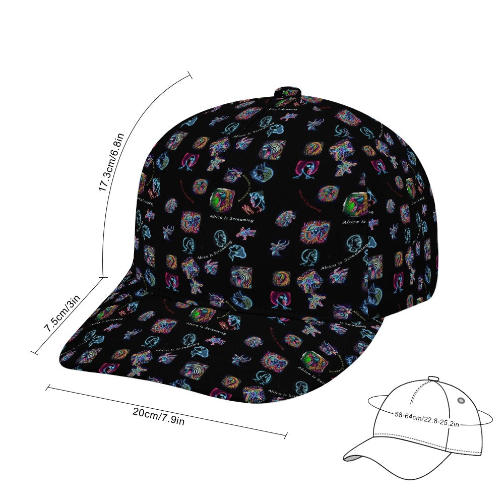 Africa is Screaming” Classic Flt Brim Baseball Cap / Rapper Cap