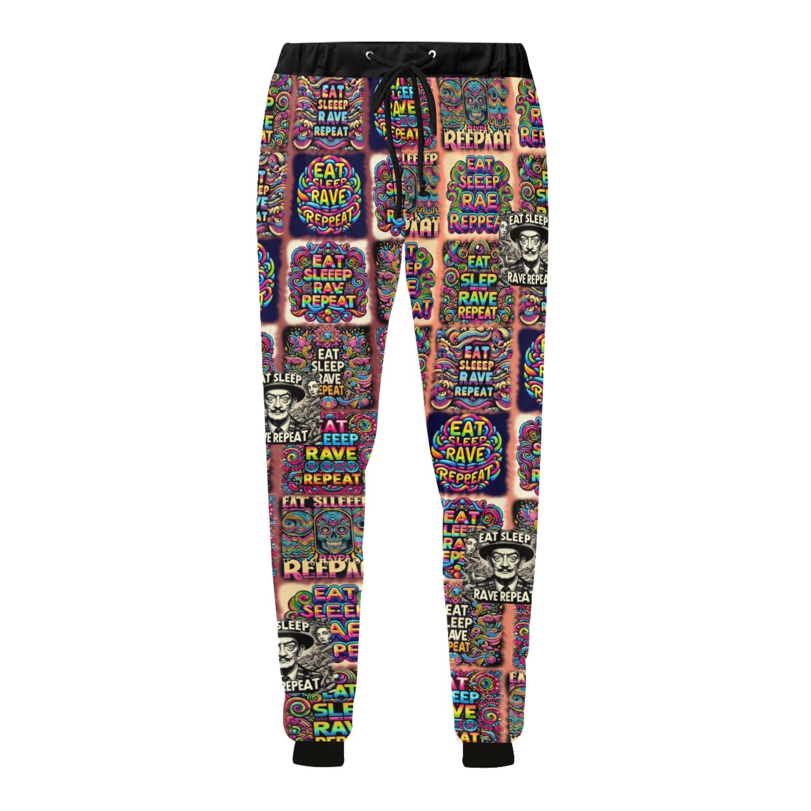 “Eat, Sleep, Rave, Repeat -Featuring Salvadore Dali” Men’s Joggers - Sizes XS - 4XL