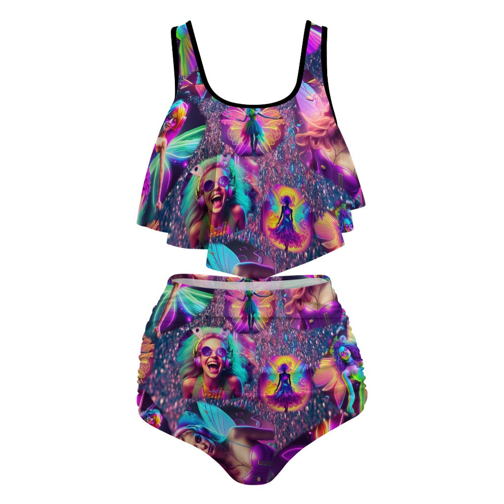 "Fire and Gold" Split Women's Swimsuit Plus Size