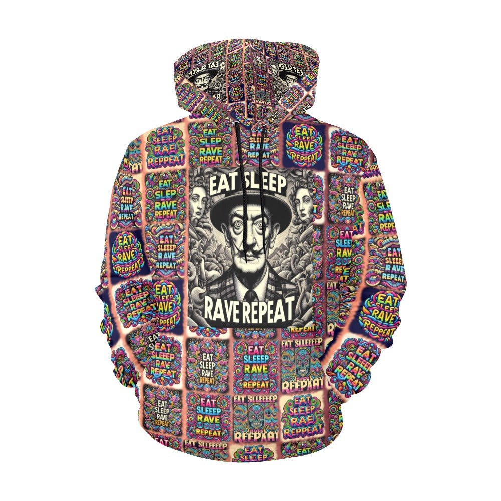 “Eat, Sleep, Rave, Repeat -Featuring Salvadore Dali” Men’s Hoodie