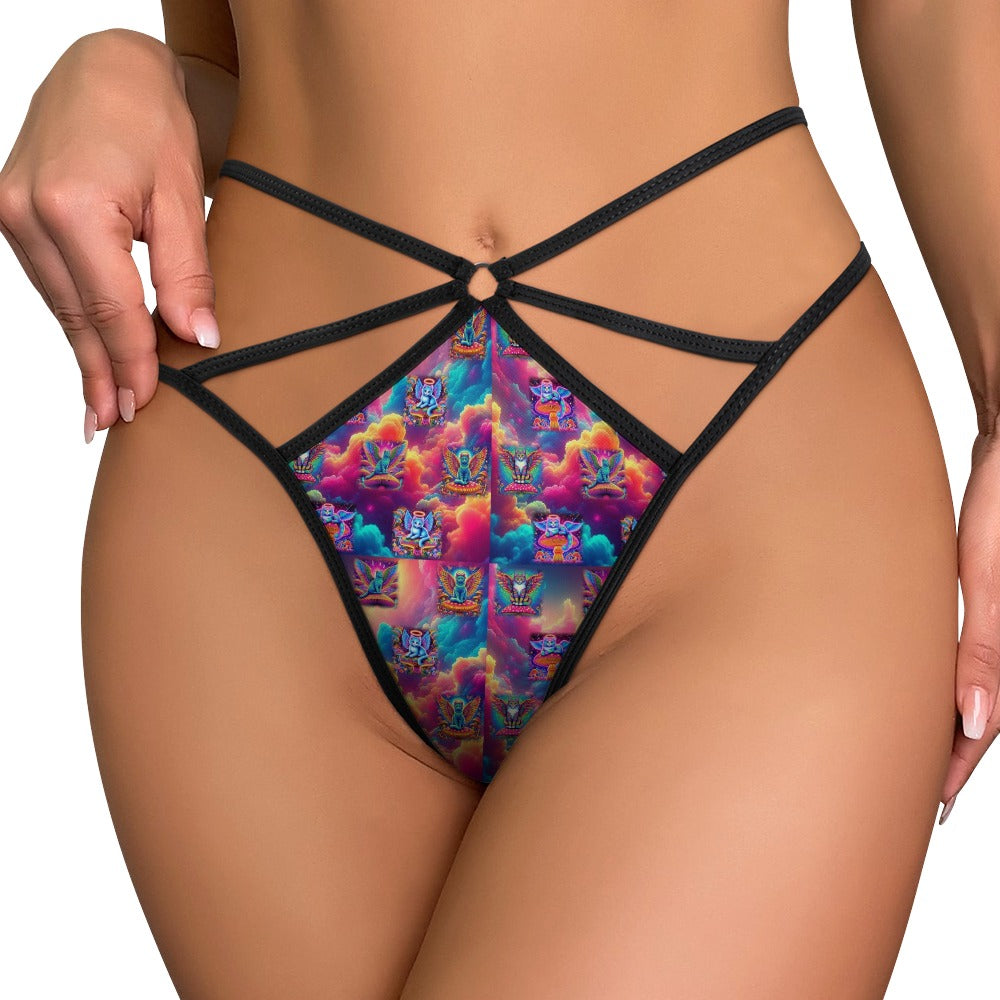 “Heavenly Angel Cats on Psychedelic Mushrooms”  T-Back Thong - Sizes S - 3XL