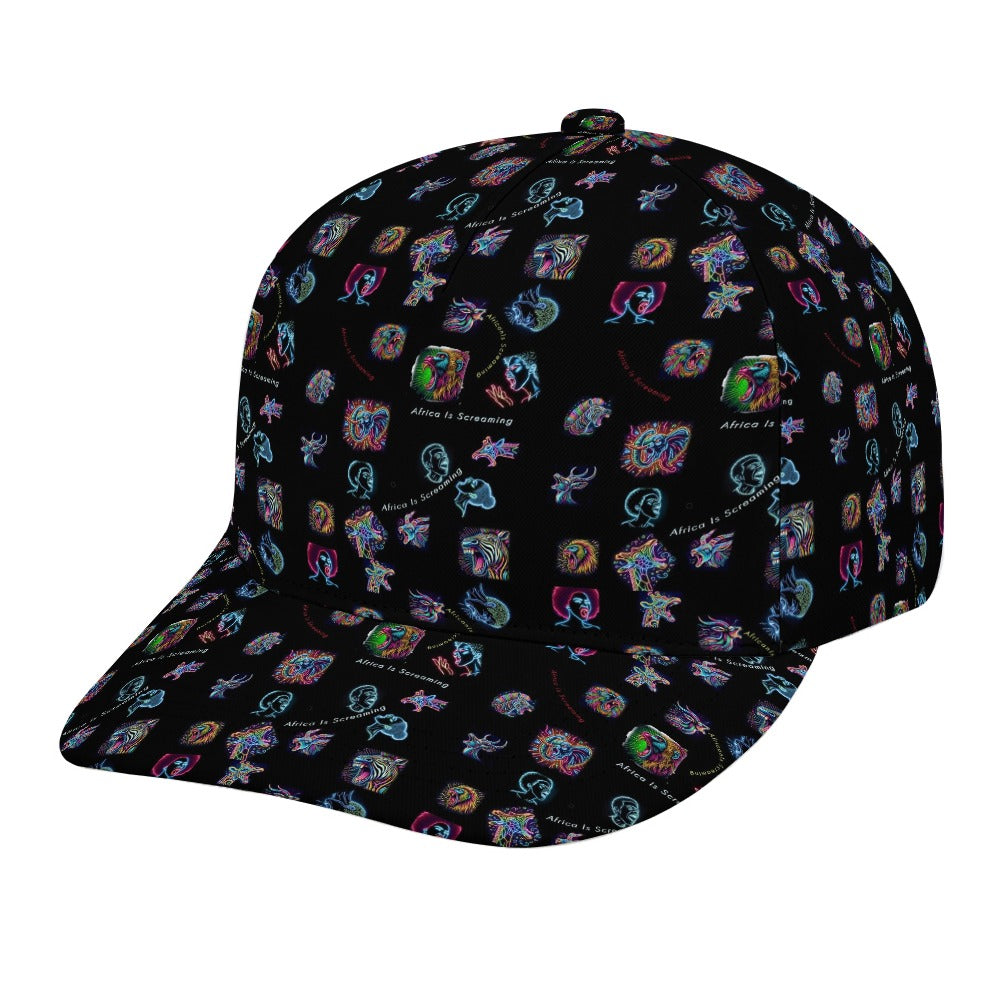 Africa is Screaming” Classic Flt Brim Baseball Cap / Rapper Cap