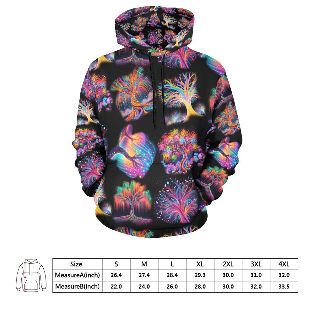 “Neon Willowy Trees” Men's Hoodie – Sizes S- 4XL