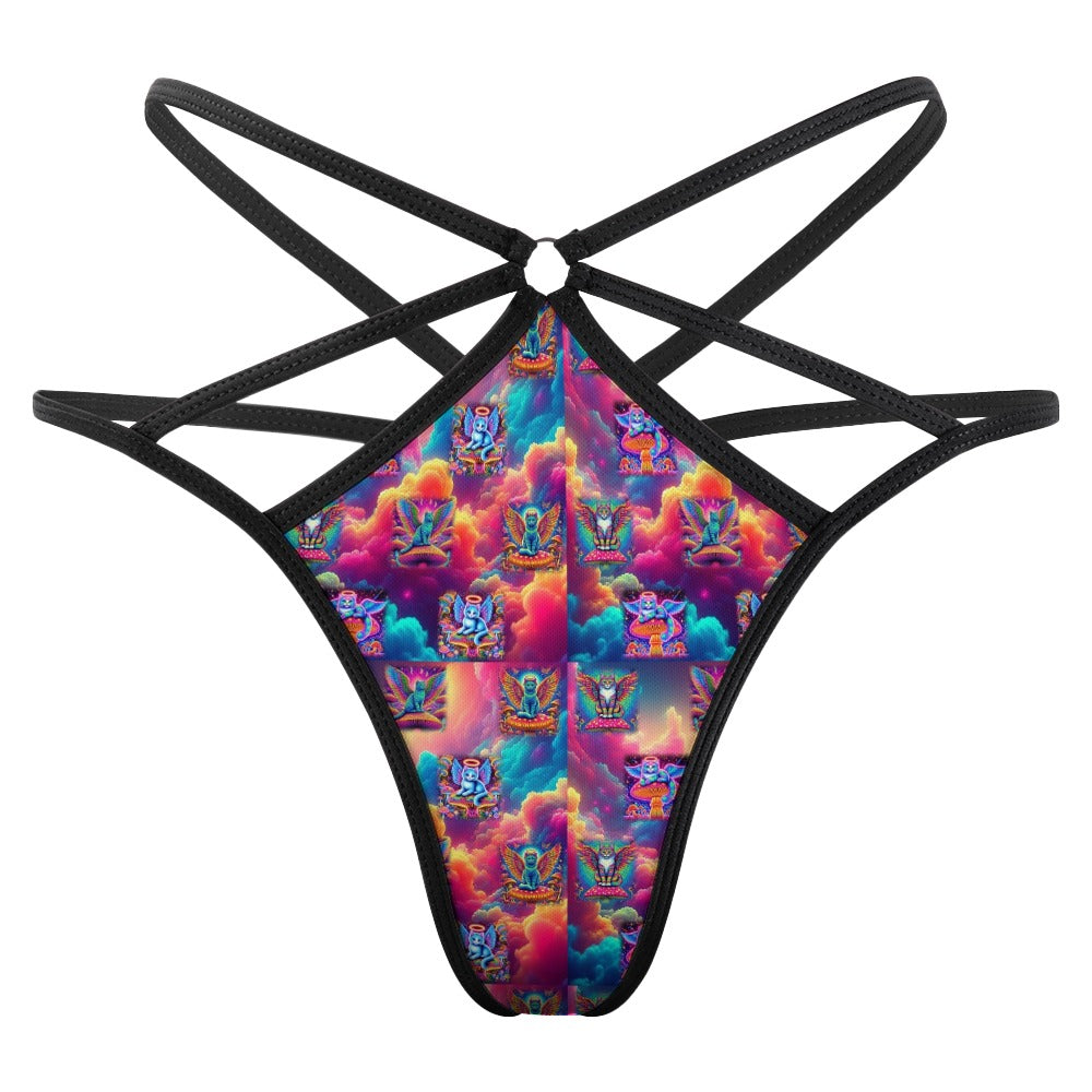 “Heavenly Angel Cats on Psychedelic Mushrooms”  T-Back Thong - Sizes S - 3XL