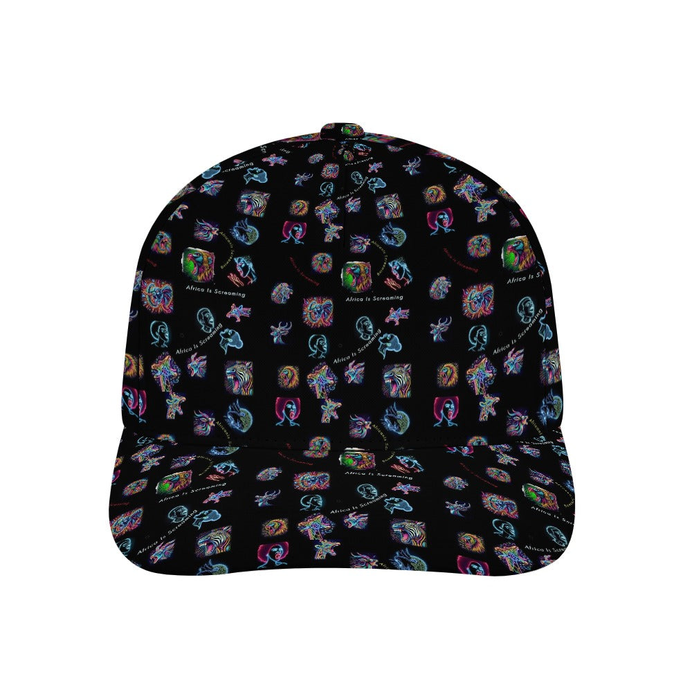 Africa is Screaming” Classic Flt Brim Baseball Cap / Rapper Cap