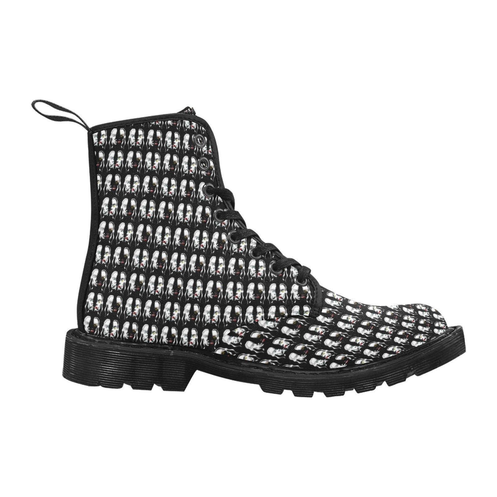 "4 Women?” Women's Lace Up Canvas Boots - Black