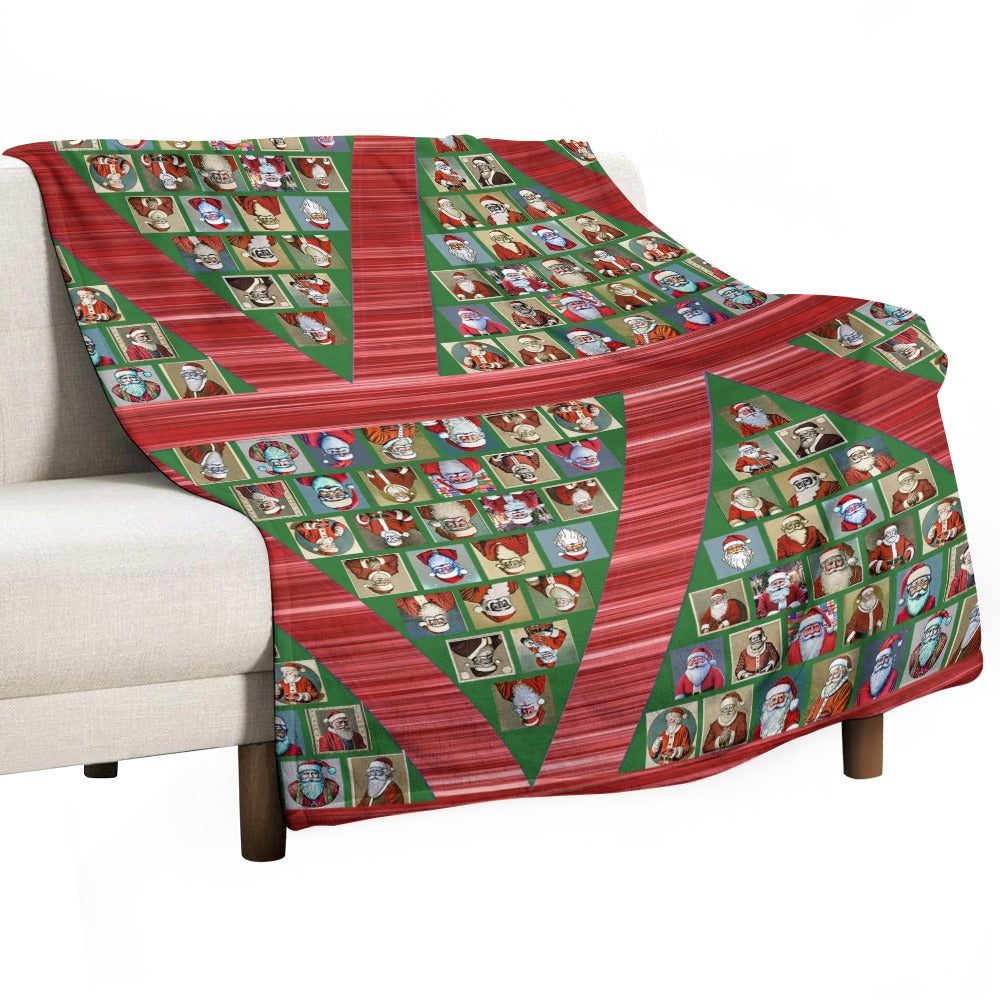 “Santa Claus Christmas Trees” Ultra-Soft Flannel Blanket – 60” x 80