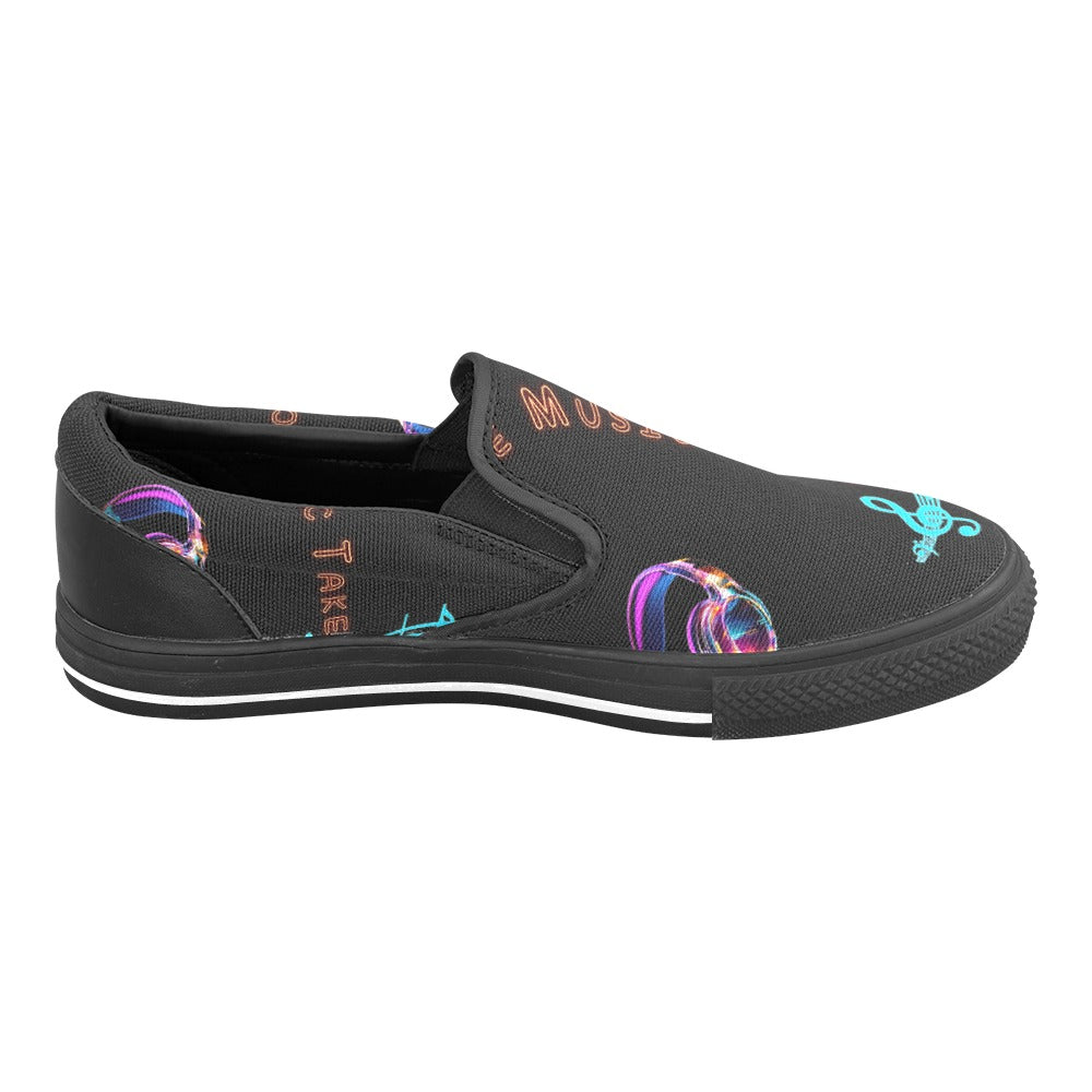 ““Let the Music Take Control” Women’s Slip-on Canvas Shoes