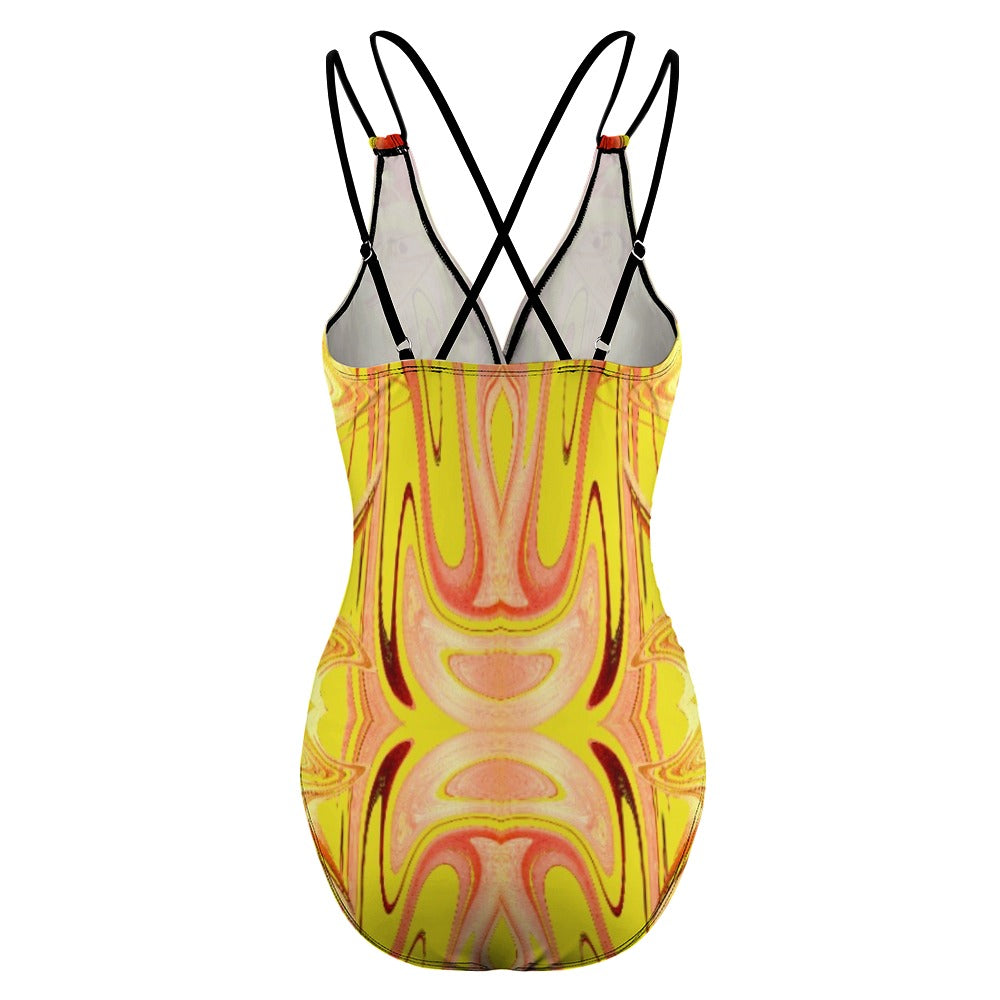 “Fire and Gold” One Piece Bathing Suit