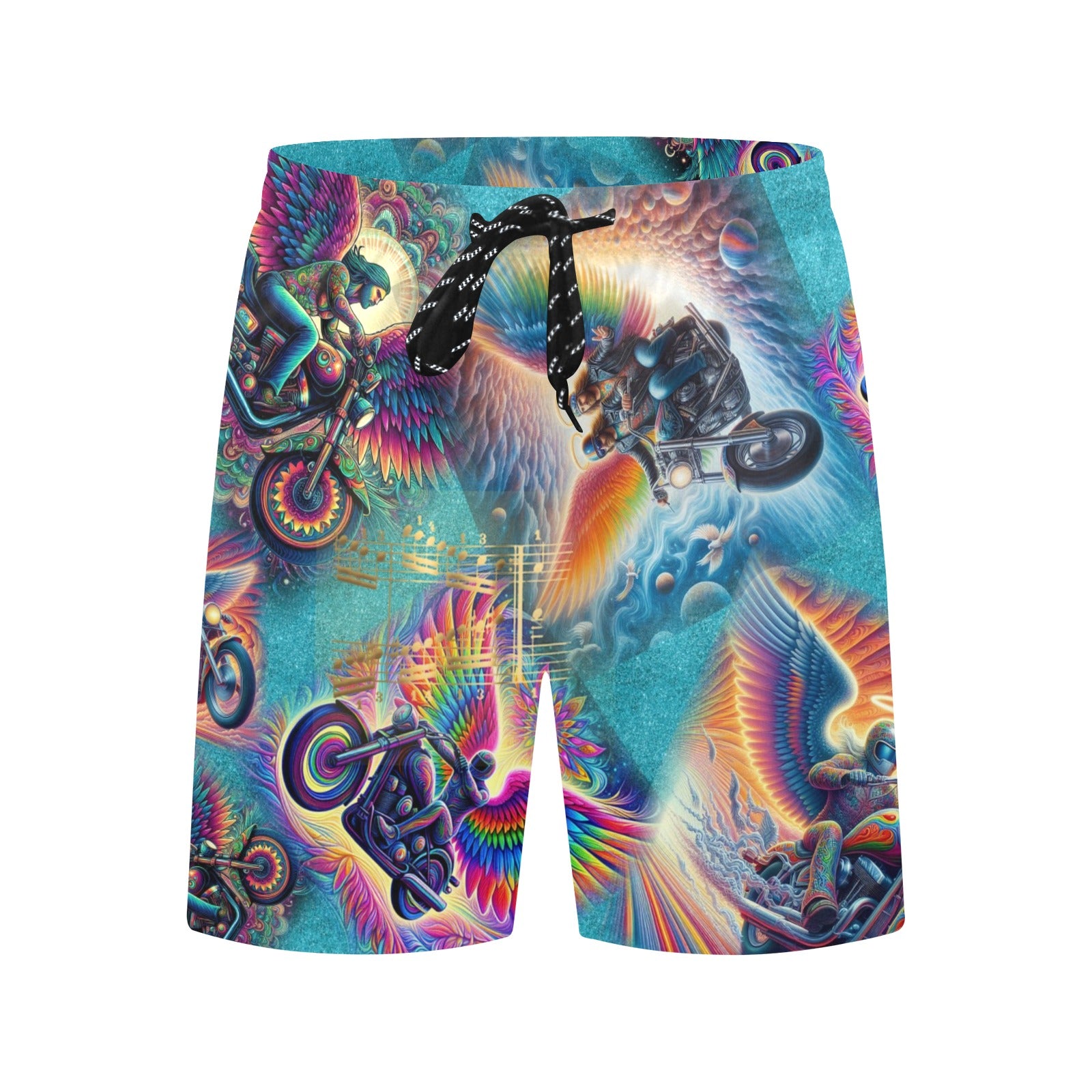 “Psychedelic Angels on Motorcycles“ Men's Mid-Length Shorts