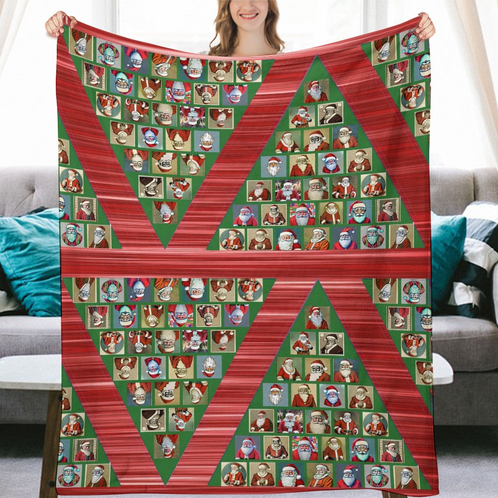 “Santa Claus Christmas Trees” Ultra-Soft Flannel Blanket – 60” x 80