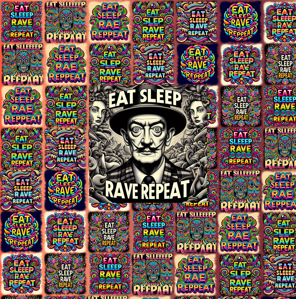 “Eat, Sleep, Rave, Repeat -Featuring Salvadore Dali” Men’s Hoodie
