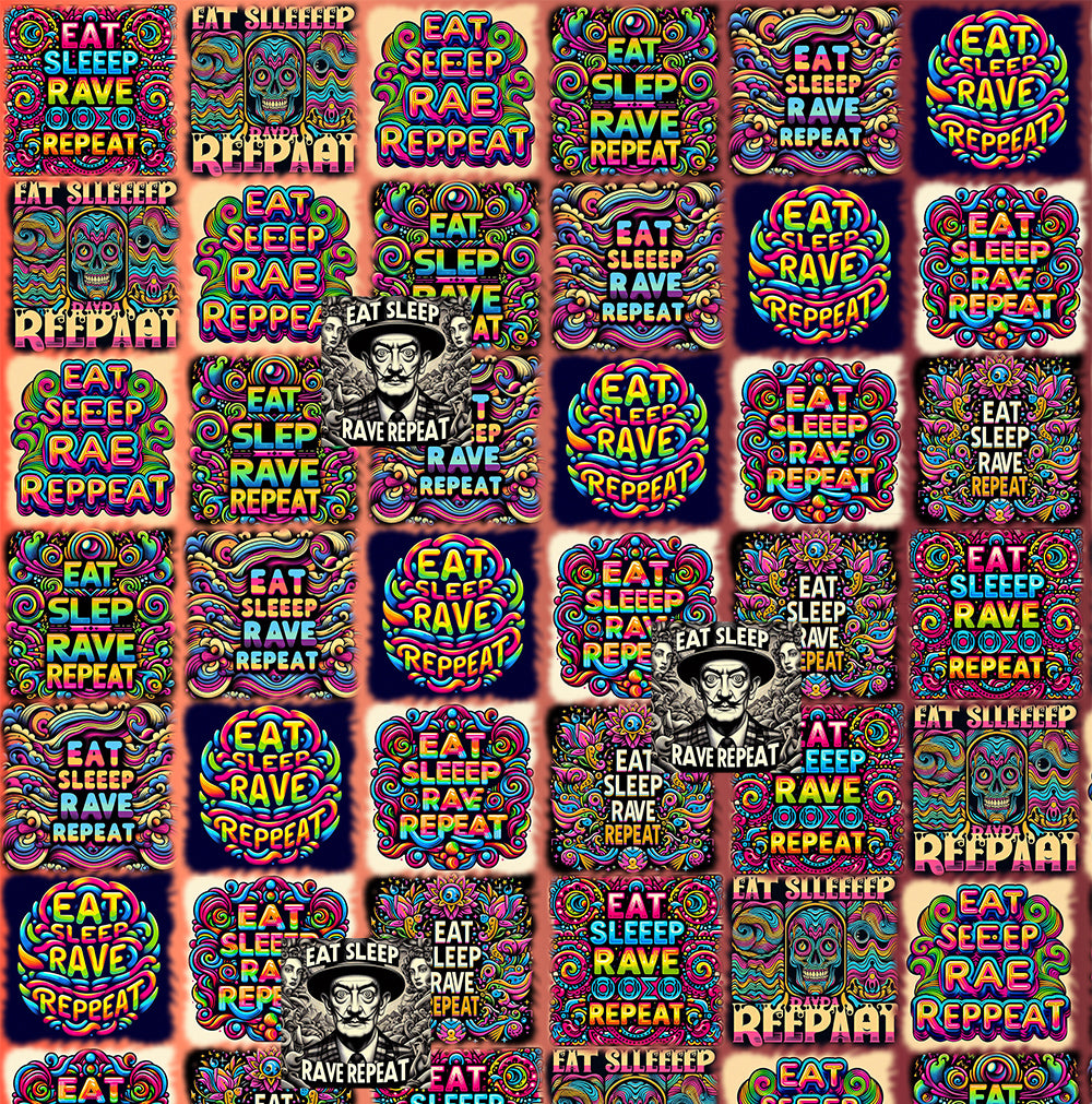 “Eat, Sleep, Rave, Repeat -Featuring Salvadore Dali” Women’s Festival Thong