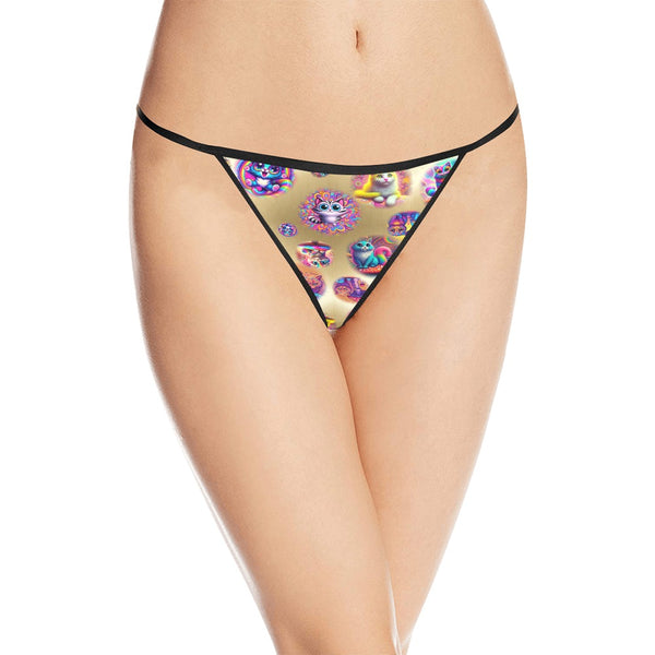 “Psychedelic Cats Hanging Around” Women’s Festival Thong