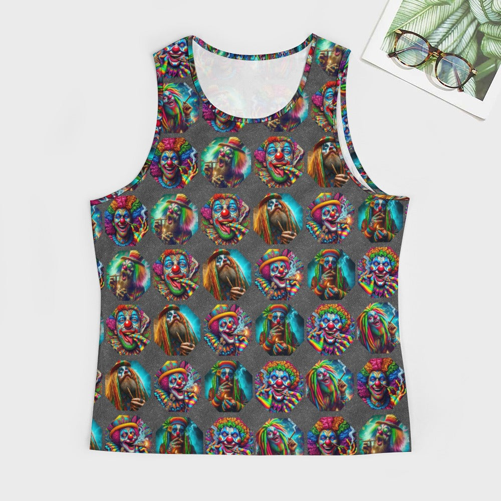 "Psychedelic Clowns Toking in  Gray” Muscle Tank Top