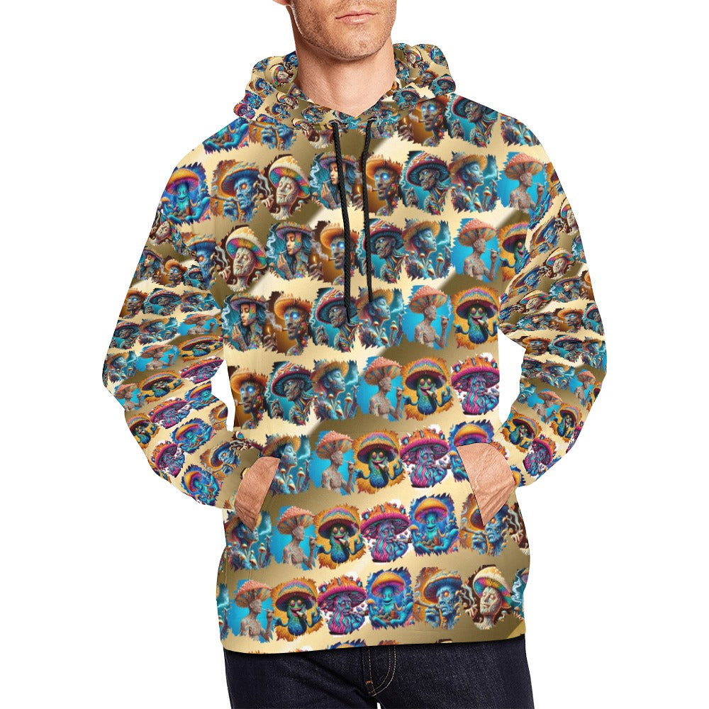 "Toking Psychedelic Mushroom People" Men's Hoodie