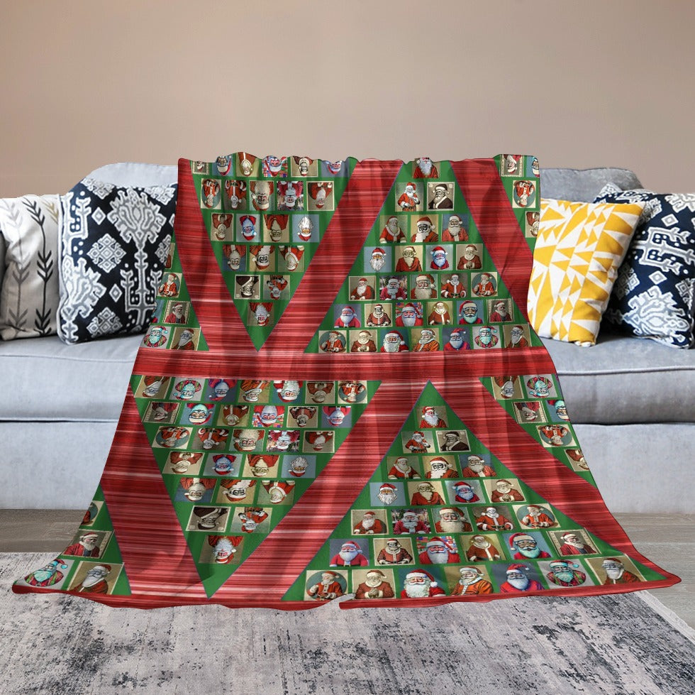 “Santa Claus Christmas Trees” Ultra-Soft Flannel Blanket – 60” x 80