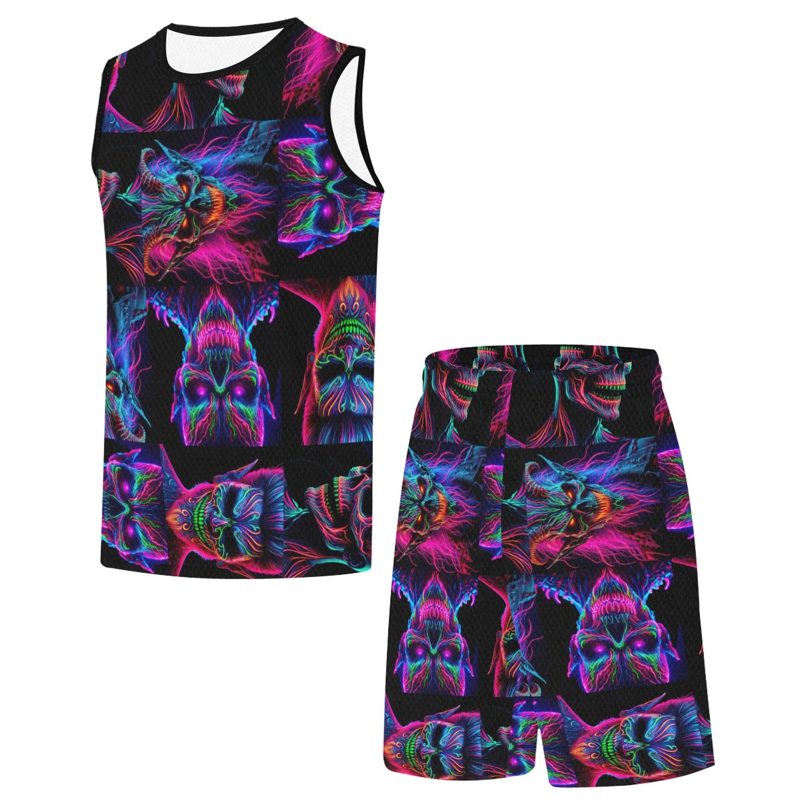 “Neon Evil Halloween Ghouls” Men's Basketball Tracksuit