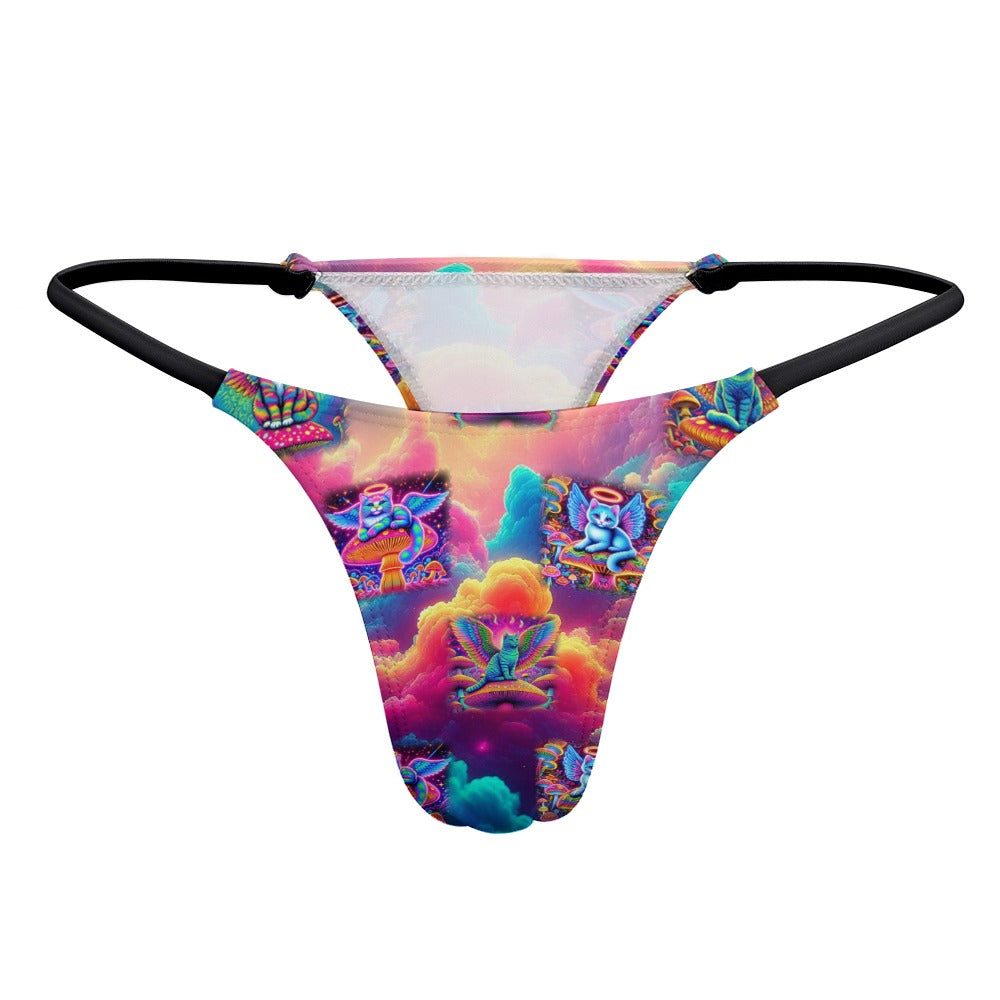 “Heavenly Angel Cats on Psychedelic Mushrooms Women’s Festival Thong