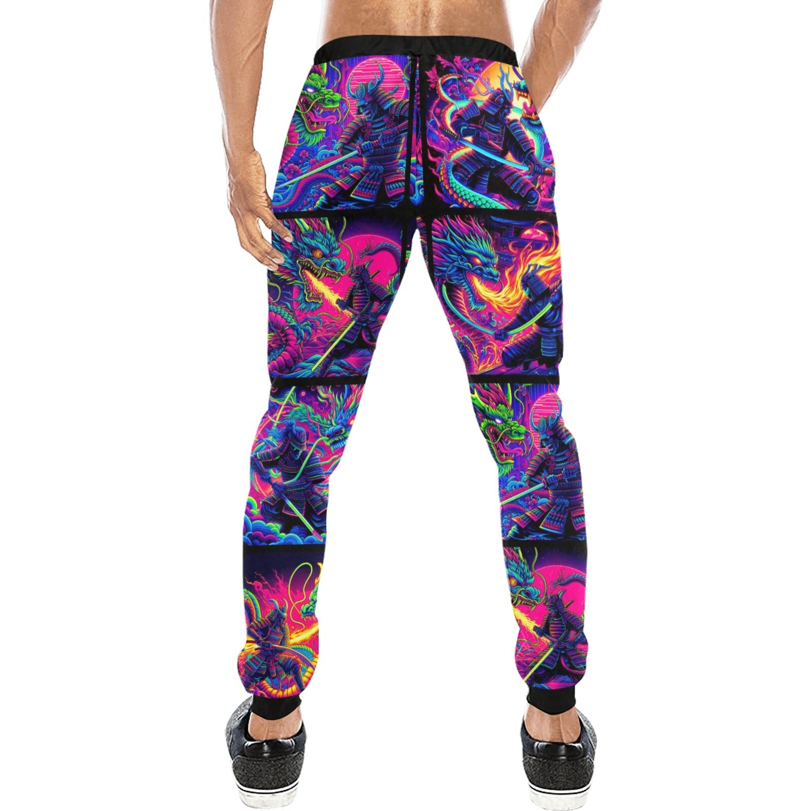 “Psychedelic Samurai Fighting Dragons” Men’s Joggers