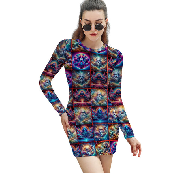 “Storm Clouds of God” Women's Elegant Long Sleeve Skinny Dress