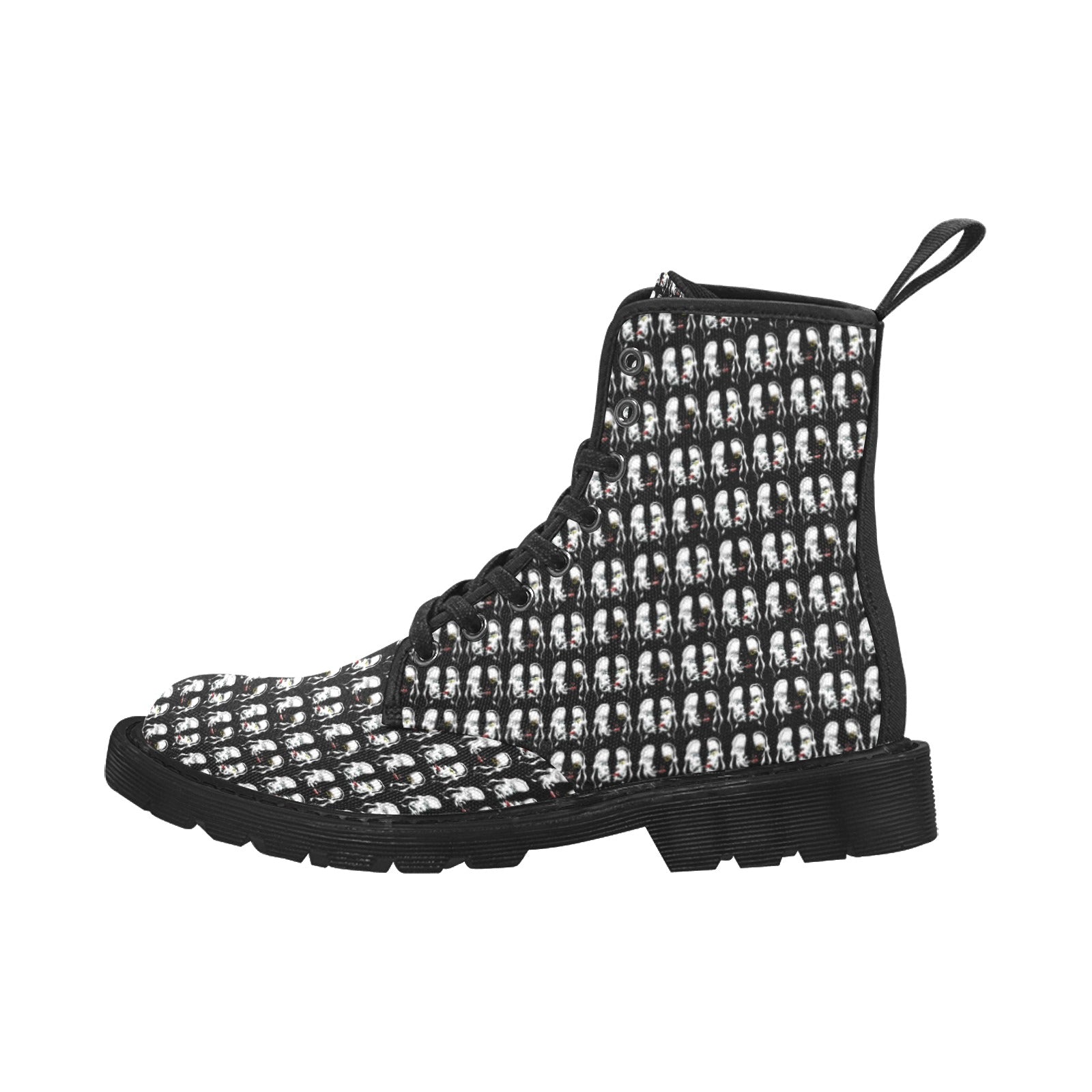 "4 Women?” Women's Lace Up Canvas Boots - Black